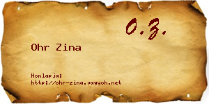 Ohr Zina névjegykártya